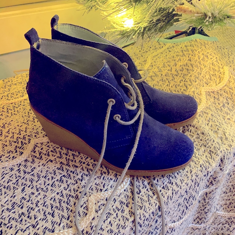 Sperry Blue Suede Harlow Wedges
